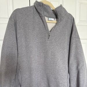 TNA boyfriend sweat fleece quarter zip grey size large